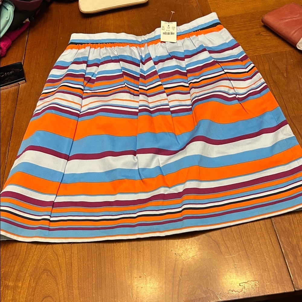 J. CREW FACTORY STRIPED GATHERED MINI SKIRT BRIGHT COLORS SUMMER FALL PREPPY NWT